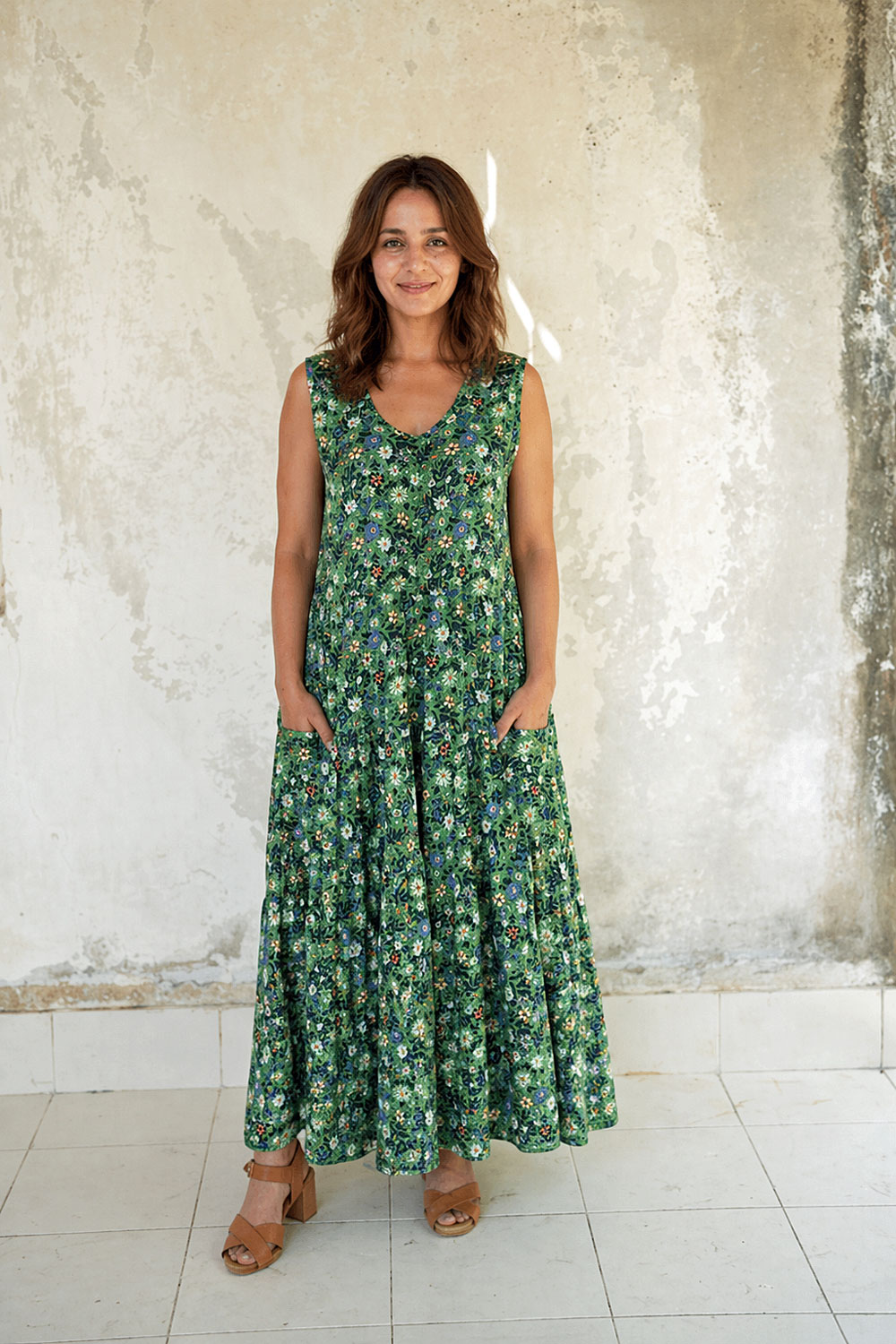 chinese dress ladies Sheridan French, Cassie Dress- Soft Blue Jungle  Snapdragon Designs