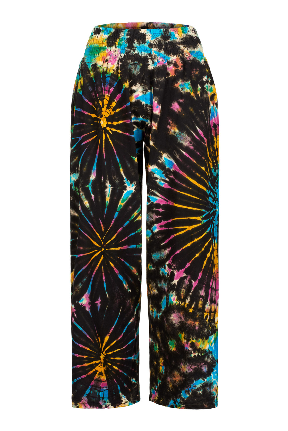 Wide leg hippie tie dye trousers