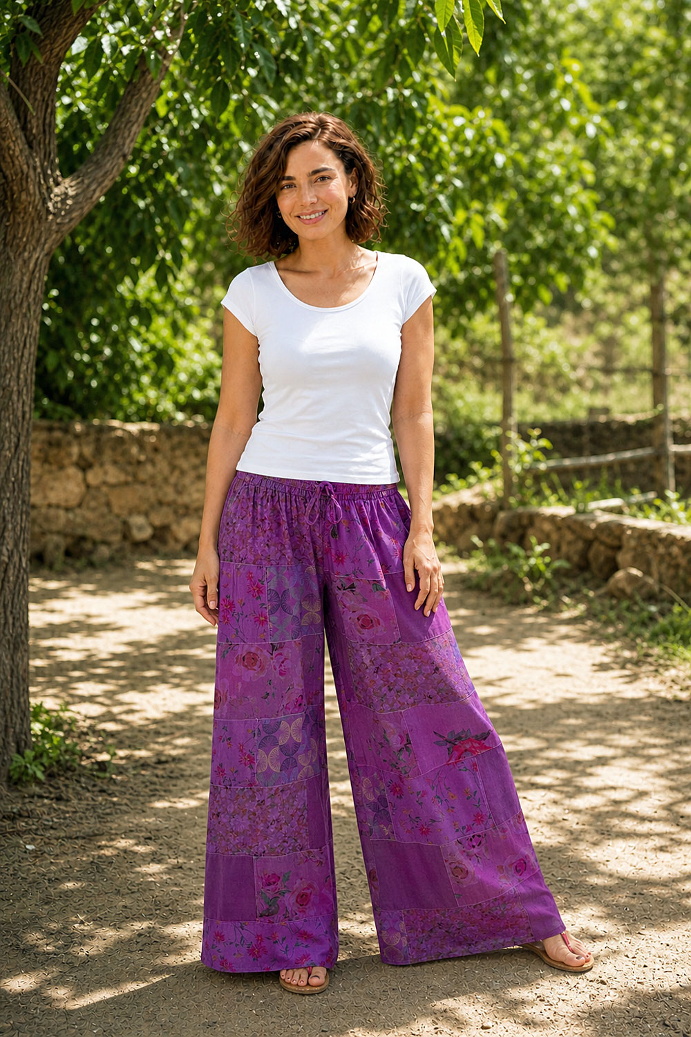 Wicked Dragon Clothing - Waterlily flared patchwork trousers with