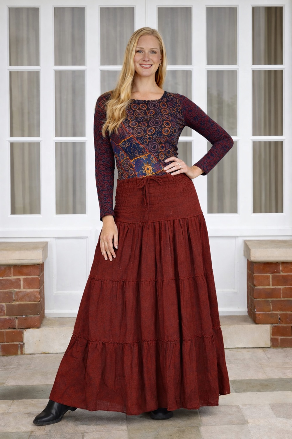 Wicked Dragon Clothing - Tiered maxi skirt with pockets