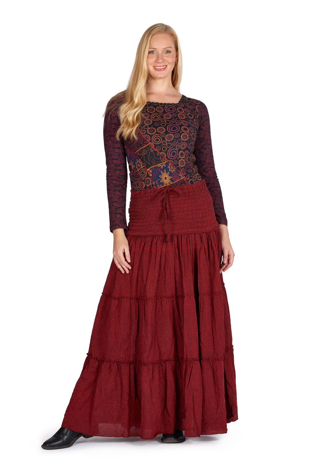 Wicked Dragon Clothing - Tiered maxi skirt with pockets