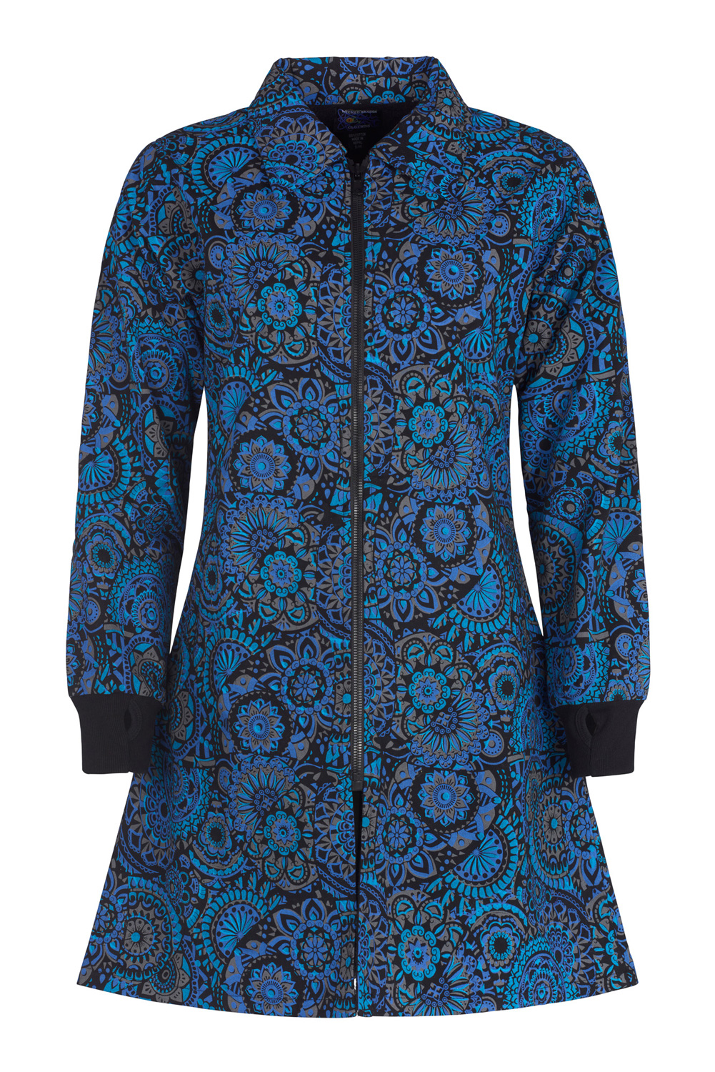 Lightweight fleece lined mandala print coat