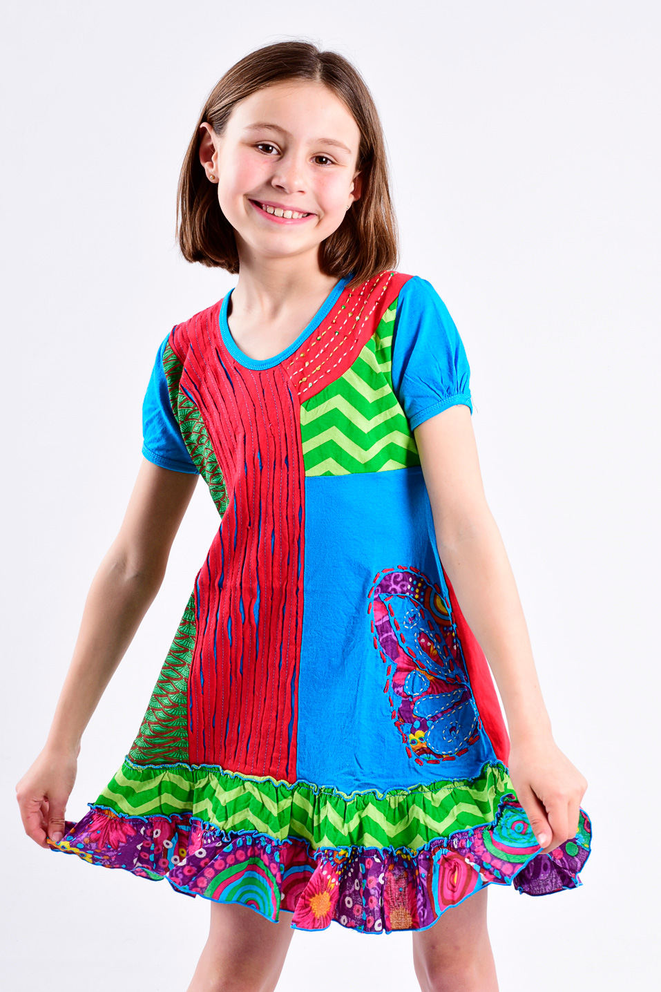 Children colourful short sleeve dress