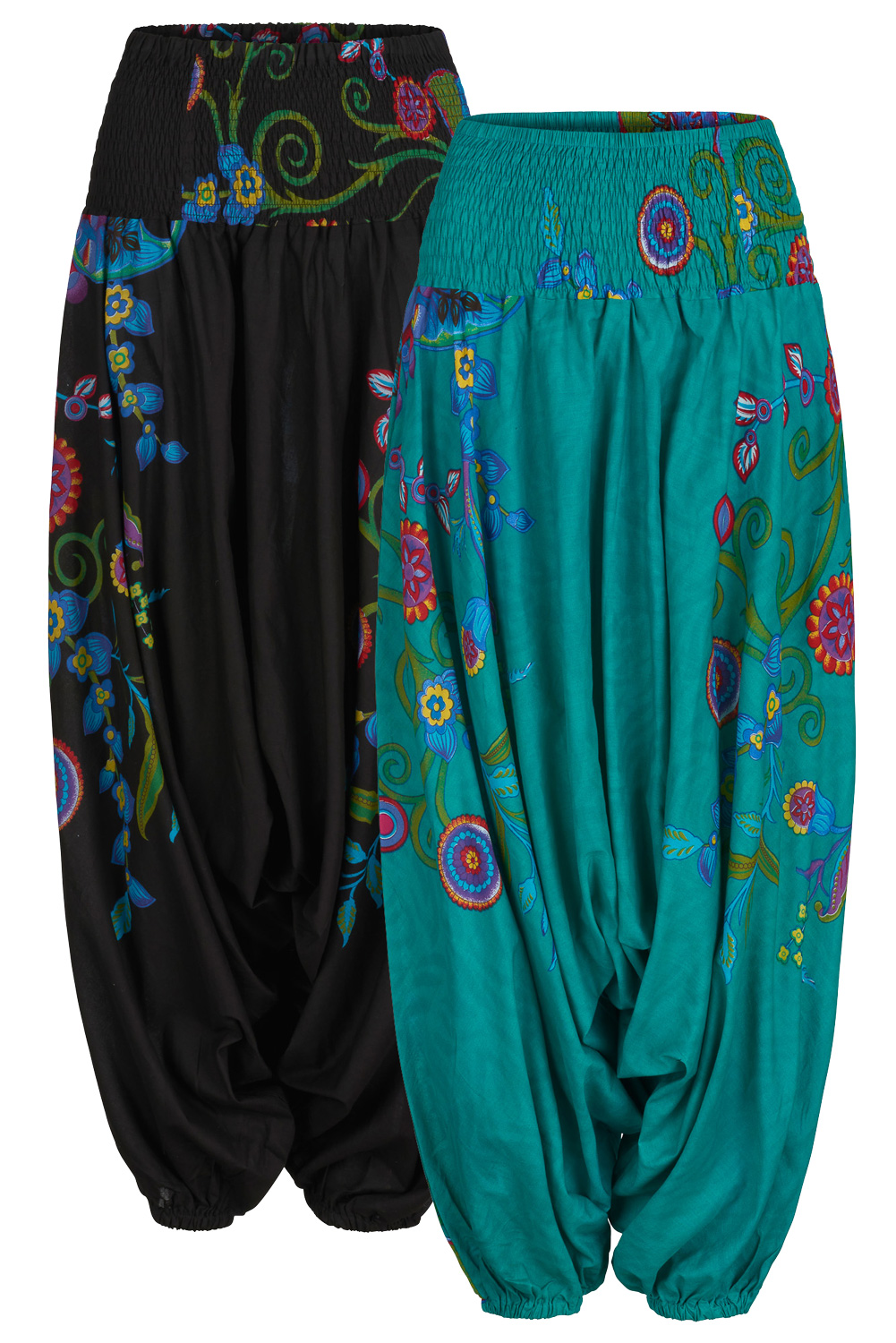Rainbow flower harem trousers with pockets