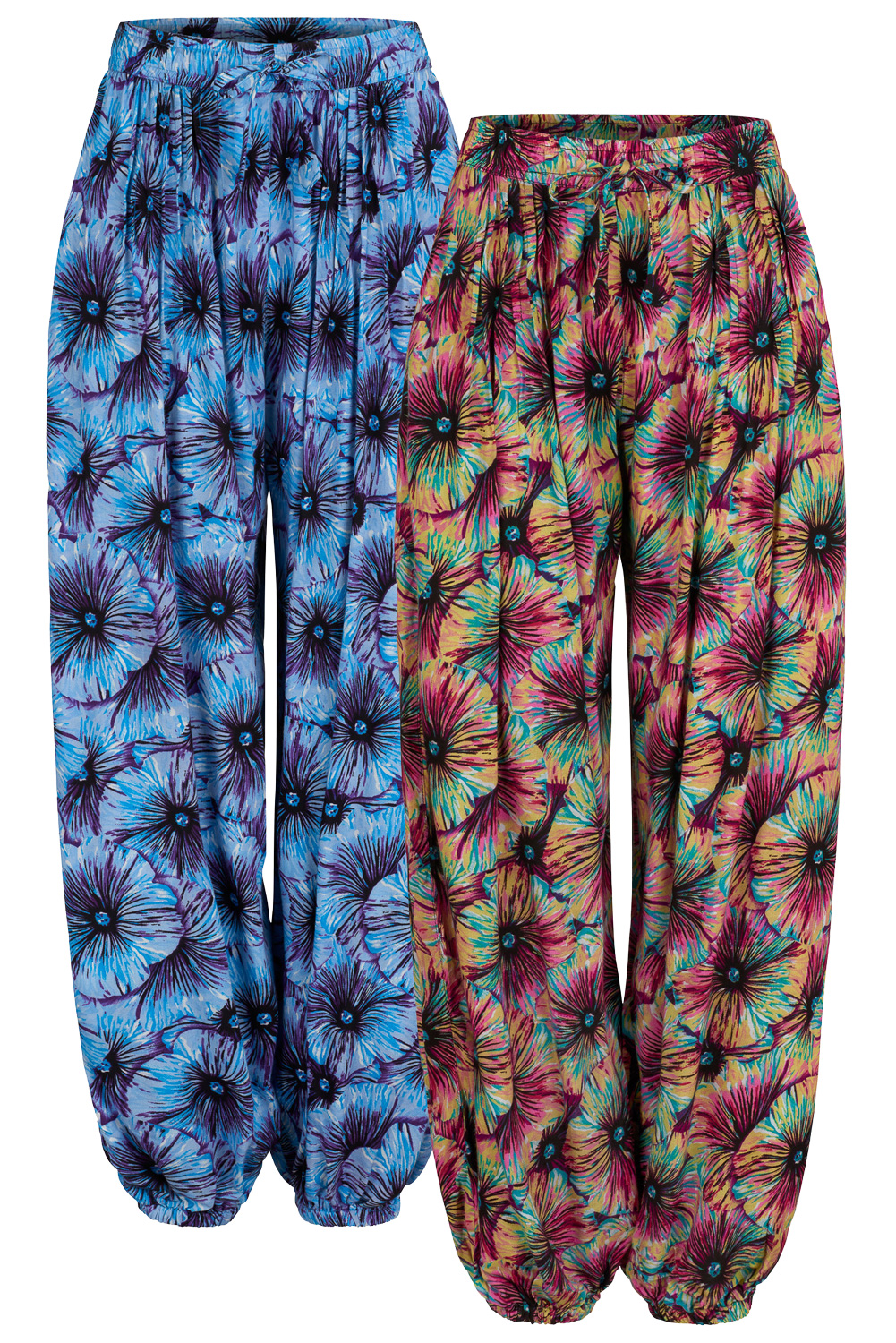 Long extra baggy floral trousers