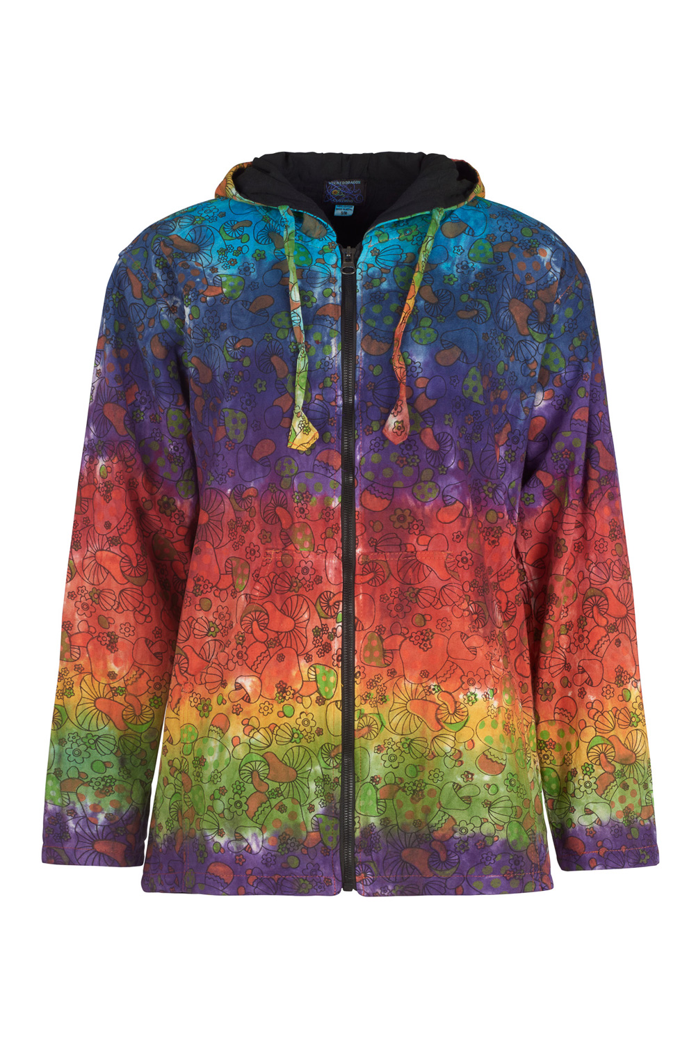 Wicked Dragon Clothing Rainbow mushroom print hooded jacket