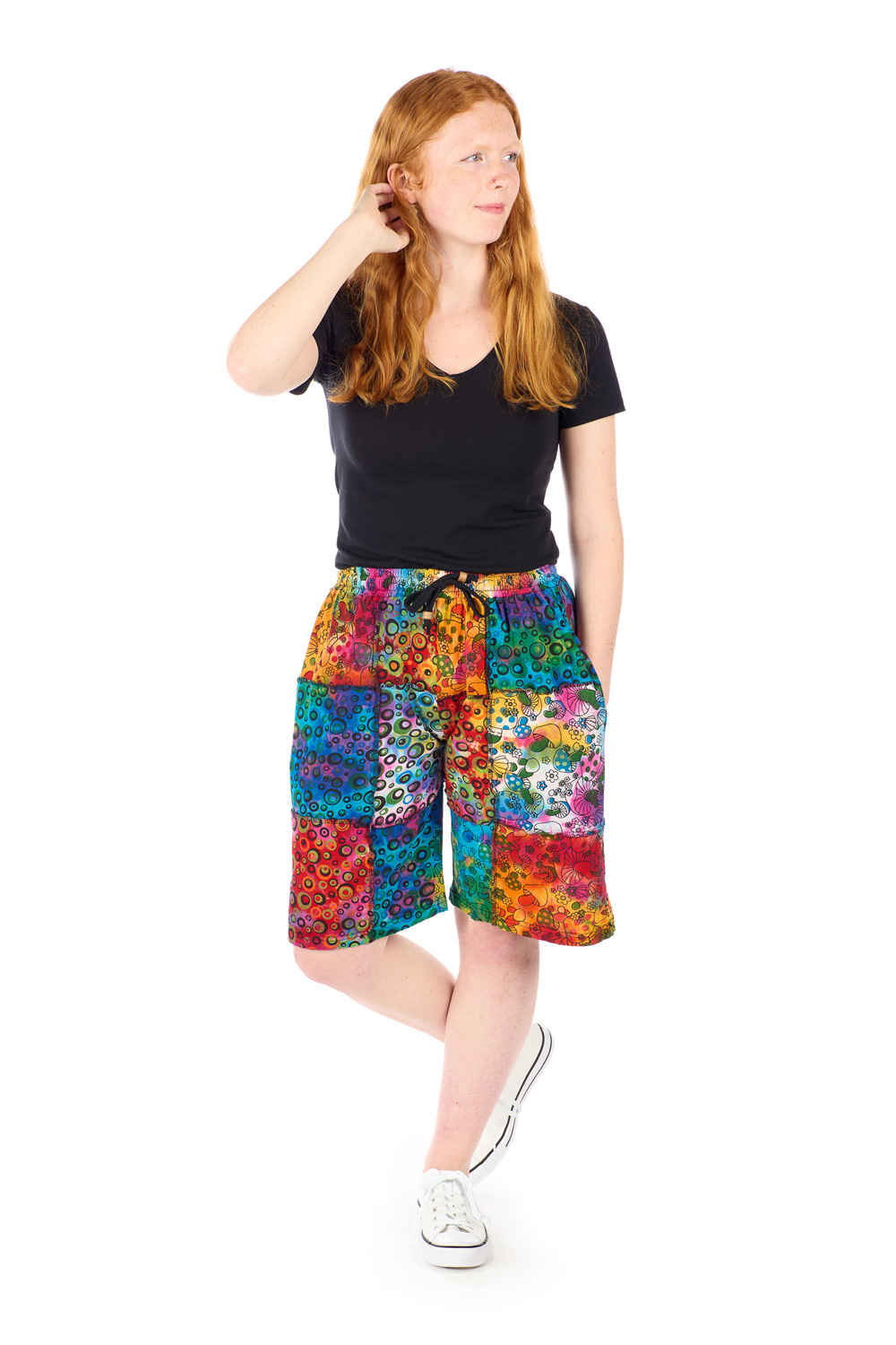 Wicked Dragon Clothing - Funky rainbow patchwork shorts with