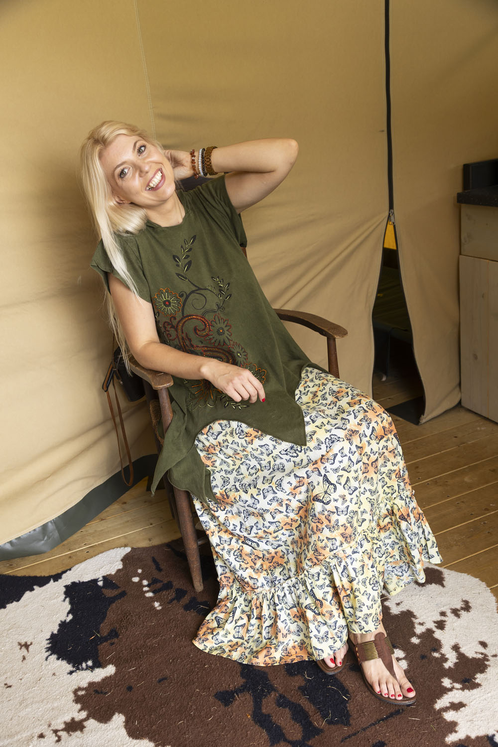 Wicked Dragon Clothing Evelyn butterfly print bohemian maxi skirt